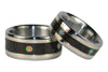 Gold and Blackwood Inlay Titanium Ring Set featuring Opal Cabs - Hawaii Titanium Rings
 - 4