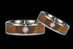 Spotlight Diamond Titanium Wedding Ring Set - Hawaii Titanium Rings
 - 1