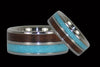 Blue Turquoise and Koa Titanium Ring Set - Hawaii Titanium Rings
 - 10