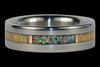 Fire and Ice Lab Opal Titanium Ring Band - Hawaii Titanium Rings
