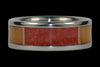 Red Coral and Teak Wood Titanium Ring - Hawaii Titanium Rings
 - 1