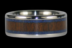 Blue Lapis and Ipe Wood Titanium Ring - Hawaii Titanium Rings
