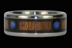 Blue Moon Opal Titanium Ring Band - Hawaii Titanium Rings
 - 1
