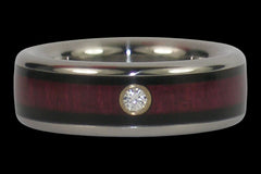 Diamond Black Wood and Purple Heart Wood Titanium Ring - Hawaii Titanium Rings
