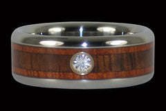 Diamond Titanium Ring with Blood Wood and Koa - Hawaii Titanium Rings
 - 1