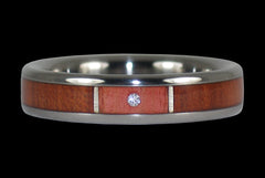 Pink Ivory Wood Diamond Bloodwood Ring - Hawaii Titanium Rings
