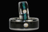 Diamond Opal and Black Wood Titanium Ring Set - Hawaii Titanium Rings
 - 5