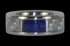 Blue Lapis and White Carbon Fiber Titanium Ring - Hawaii Titanium Rings
