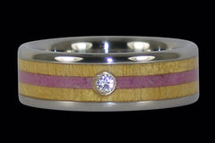 Diamond Titanium Ring with Pink Sugilite - Hawaii Titanium Rings
 - 1