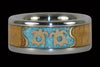 Turquoise and Koa Titanium Ring Set with Gold Turtles - Hawaii Titanium Rings
 - 3