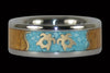 Turquoise and Koa Titanium Ring Set with Gold Turtles - Hawaii Titanium Rings
 - 2