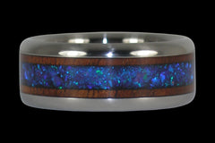 Blue Lab Opal and Dark Koa Titanium Ring - Hawaii Titanium Rings
 - 1