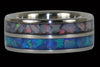 Blue and Red Opal Inlay Titanium Ring - Hawaii Titanium Rings
 - 2