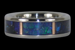 Black Opal and Rose Gold Titanium Ring - Hawaii Titanium Rings
 - 1