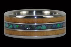 Australian Opal and Koa Titanium Ring - Hawaii Titanium Rings
