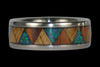 Exotic Wood and Opal Tribal Drum Titanium Ring - Hawaii Titanium Rings
 - 1