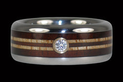 Diamond Wood Wedding Band-Surf Inspired - Hawaii Titanium Rings
 - 1