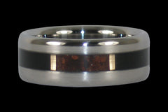 Black Wood and Red Tigers Eye Titanium Ring Band - Hawaii Titanium Rings
