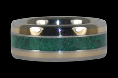 Malachite and Gold Titanium Ring Band - Hawaii Titanium Rings
 - 1