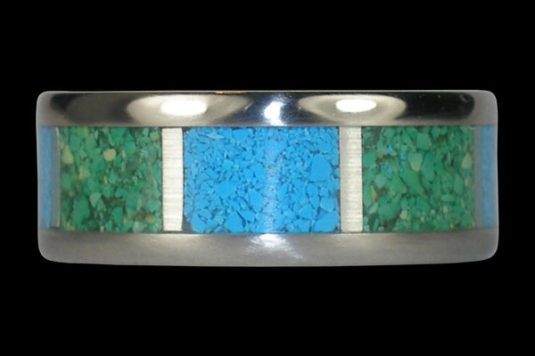 Turquoise Titanium Ring Set - Hawaii Titanium Rings
- 2