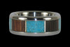 Synthetic Opal and Palm Wood Titanium Ring - Hawaii Titanium Rings
 - 3