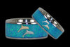 Blue Opal Dolphin Titanium Rings - Hawaii Titanium Rings
 - 1