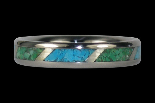 Turquoise Titanium Ring Set - Hawaii Titanium Rings
- 3