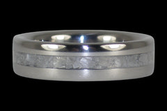 White Ulexite Titanium Ring Band - Hawaii Titanium Rings
 - 1