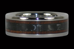 Black Carbon Fiber and Koa Titanium Ring - Hawaii Titanium Rings
 - 1
