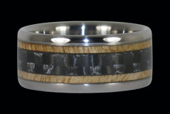 Mango Wood and Black Carbon Fiber Titanium Ring - Hawaii Titanium Rings
 - 1