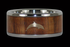 Dolphin Titanium Ring with Koa Wood - Hawaii Titanium Rings
