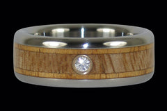Wood and Diamond Titanium Rings - Hawaii Titanium Rings
