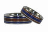Lapis and Koa Wood Titanium Ring Set - Hawaii Titanium Rings
 - 4