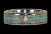 Diamond Titanium Ring Band with Turquoise and Mango Wood - Hawaii Titanium Rings
 - 1