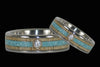 Diamond Titanium Ring Band with Turquoise and Mango Wood - Hawaii Titanium Rings
 - 3