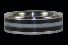 White Coral and Black Wood Titanium Ring Band - Hawaii Titanium Rings
