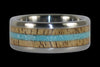 Mango Wood and Turquoise Titanium Ring Set - Hawaii Titanium Rings
 - 3