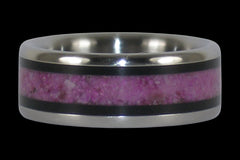 Black Ebony and Pink Sugilite Titanium Ring - Hawaii Titanium Rings
