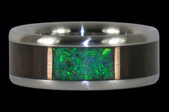 Blackwood and Synthetic Green Opal Titanium Ring - Hawaii Titanium Rings
 - 1