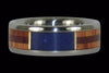 Lapis Titanium Ring with Wood inlays - Hawaii Titanium Rings
