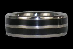 Double Banded Black Jet Titanium Ring - Hawaii Titanium Rings
 - 1