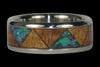 Green Opal and Hawaiian Wood Titanium Ring Band - Hawaii Titanium Rings
