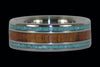 Turquoise and Koa Inlay Titanium Ring - Hawaii Titanium Rings
