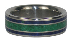 Blue Lapis and Malachite Titanium Ring - Hawaii Titanium Ring