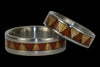 Tribal Pattern Titanium Hawaiian Wood Ring Set - Hawaii Titanium Rings
 - 5
