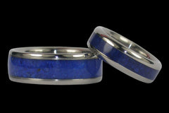 Something Blue Lapis Titanium Ring Set - Hawaii Titanium Rings
 - 1
