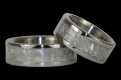 White Ulexite Titanium Ring Band Set - Hawaii Titanium Rings
 - 1