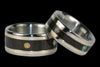 Gold and Blackwood Inlay Titanium Ring Set featuring Opal Cabs - Hawaii Titanium Rings
 - 5