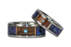 Blue Diamond Titanium Wedding Ring Set - Hawaii Titanium Rings
 - 4