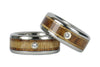 Diamond and Wood Titanium Wedding Ring Set - Hawaii Titanium Rings
 - 4